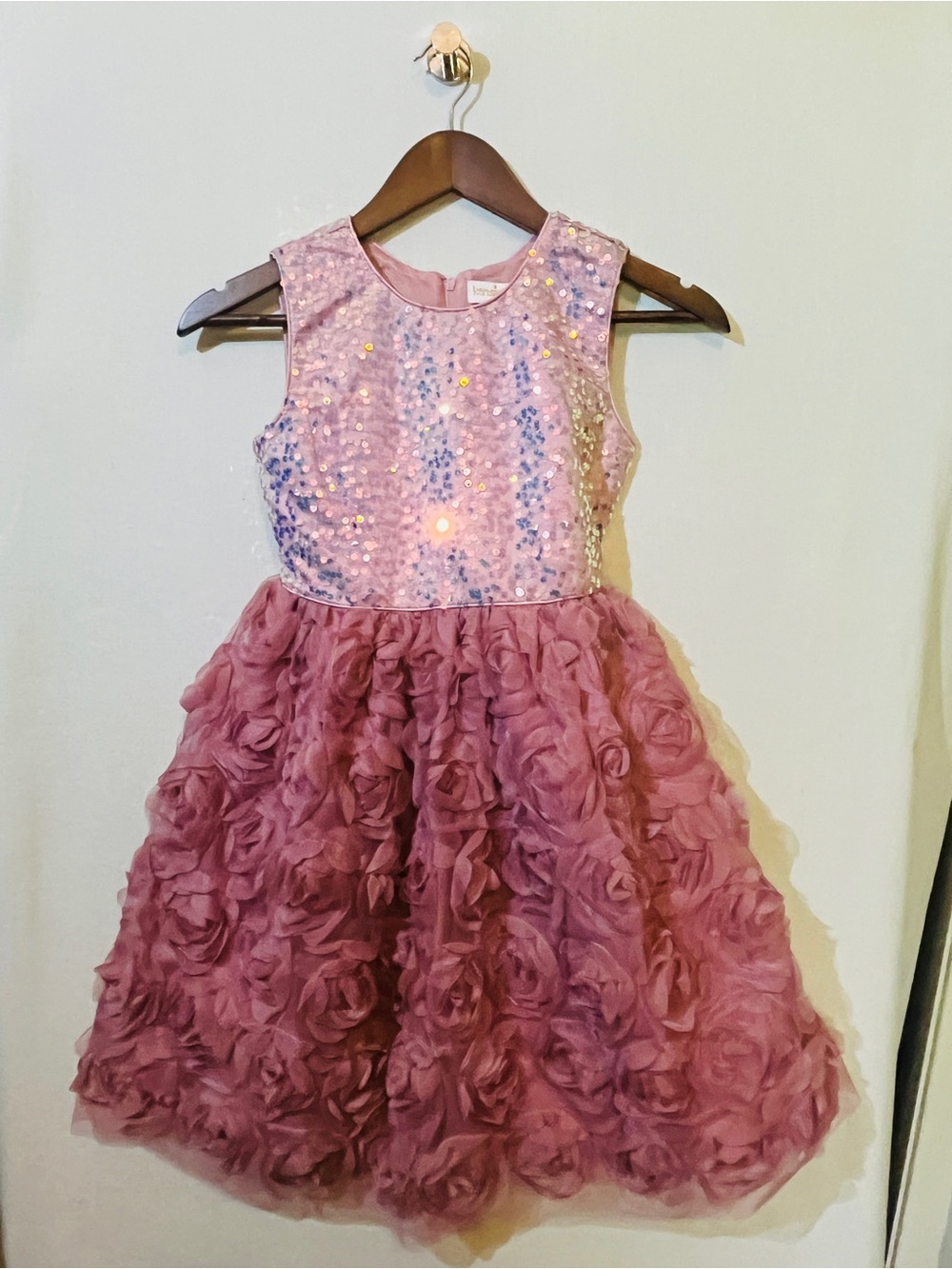 Kensie Girl Mauve Sequin & Rosette Party Dress